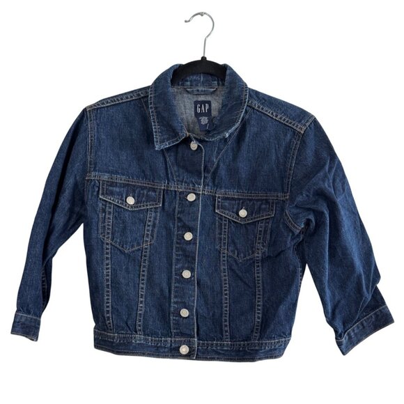 Gap Womens Medium Denim Jacket Preowned Blue 100% Cotton Button Front Classic Fi - Picture 1 of 4
